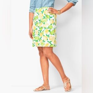 Talbots Classic Cotton A-Line Skirt - Lemon & Lime Print Women's‎ Size 16